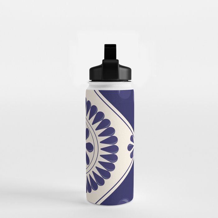 Mexican Talavera Blue Floral Tile by Akbaly Water Bottle Gallery Image 2