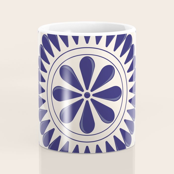 Mexican Talavera Blue Floral Tile by Akbaly Coffee Mug Gallery Image 4