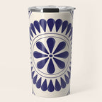 Mexican Talavera Blue Floral Tile by Akbaly Travel Mug Gallery Image 1