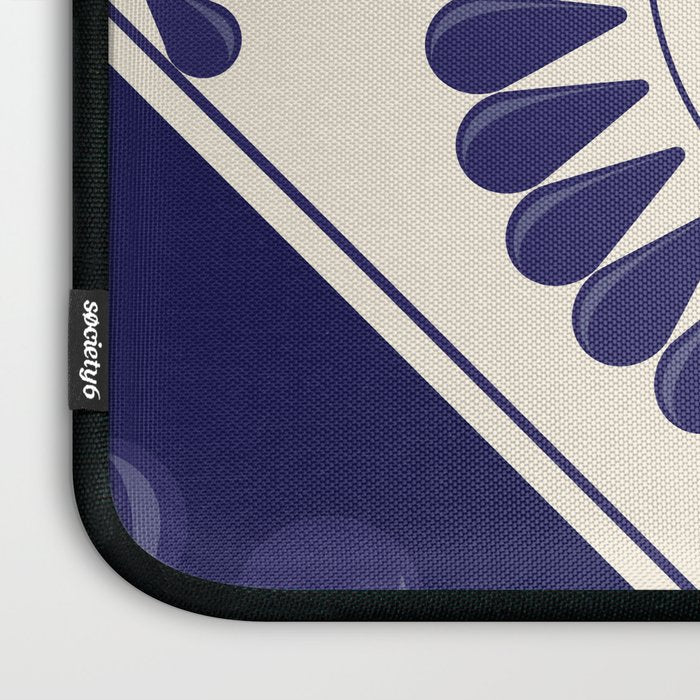 Mexican Talavera Blue Floral Tile by Akbaly Laptop Sleeve Gallery Image 3