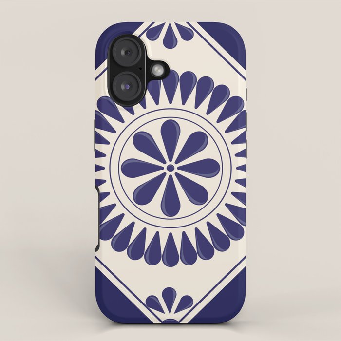Mexican Talavera Blue Floral Tile by Akbaly iPhone Case Gallery Image 1