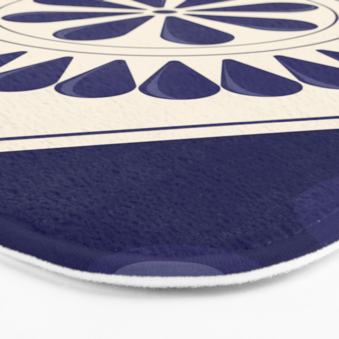Mexican Talavera Blue Floral Tile by Akbaly Bath Mat Gallery Image 3
