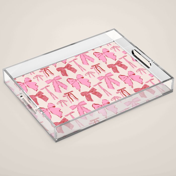 Bows in red and pink Acrylic Tray Gallery Image 1