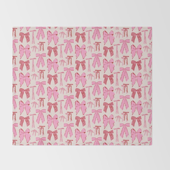 Bows in red and pink Throw Blanket Gallery Image 2