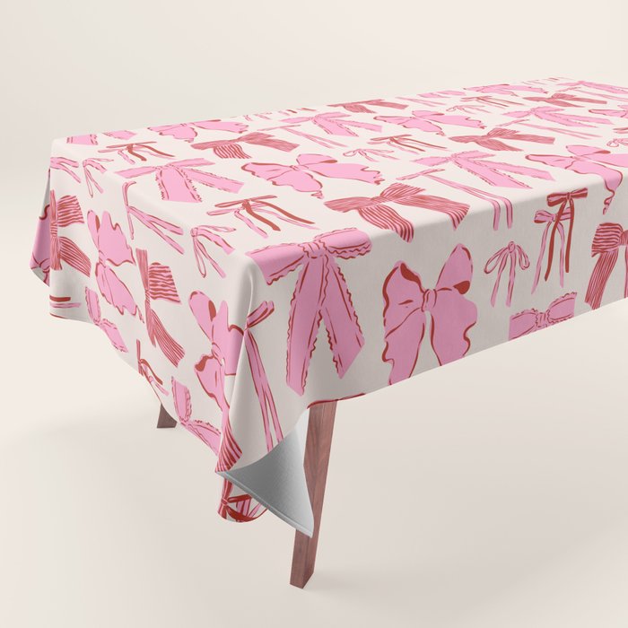 Bows in red and pink Tablecloth Gallery Image 1