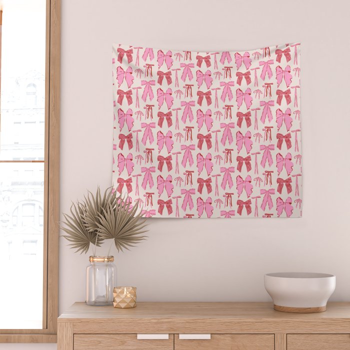 Bows in red and pink Wall Tapestry Gallery Image 2