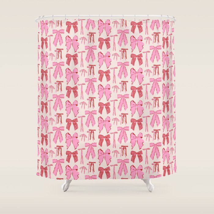 Bows in red and pink Shower Curtain Gallery Image 1