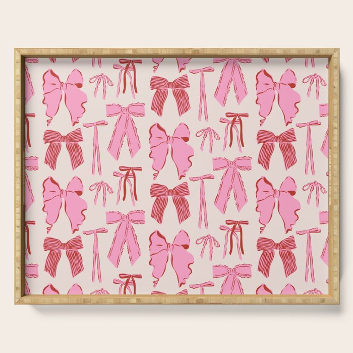 Bows in red and pink Serving Tray Gallery Image 1