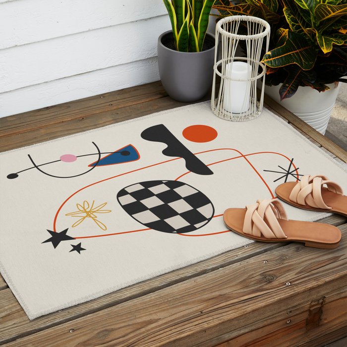 Abstract Eclectic Colorful Joan Mirò Inspired 2 Outdoor Rug Gallery Image 2