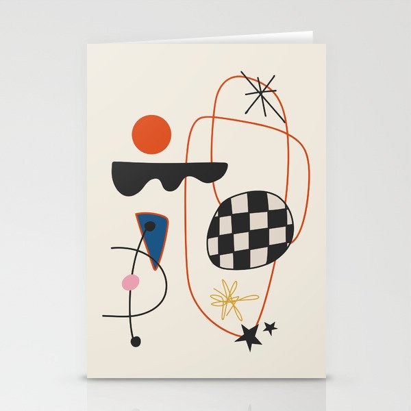 Abstract Eclectic Colorful Joan Mirò Inspired 2 Stationery Card Gallery Image 1
