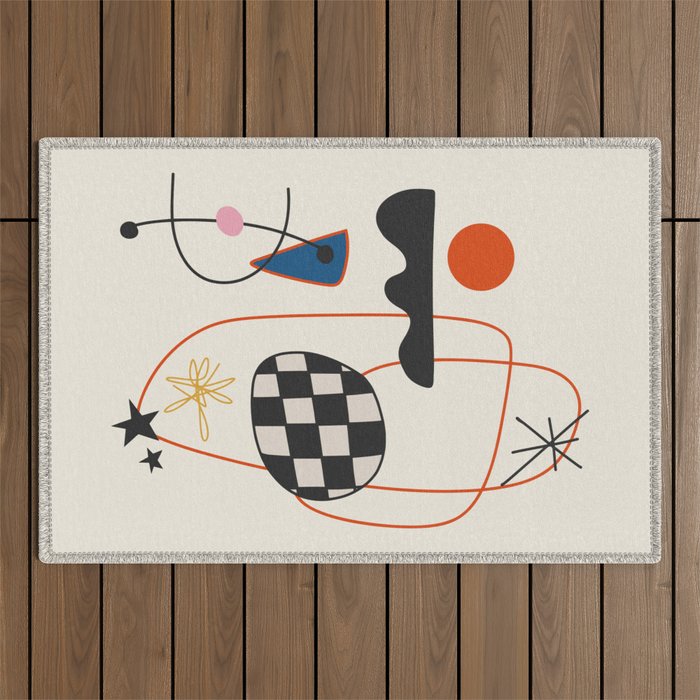 Abstract Eclectic Colorful Joan Mirò Inspired 2 Outdoor Rug Gallery Image 1