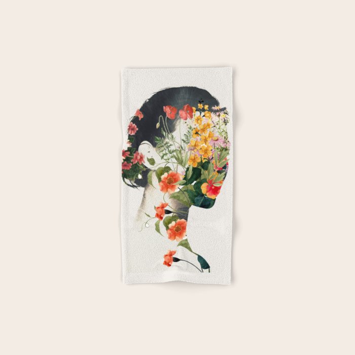 Minimal Collage Floral Portrait 4 Bath Towel Gallery Image 1