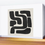 Black Ink Paint Brush Strokes Abstract Organic Pattern Mid Century Style Wall Mural Gallery Image 2