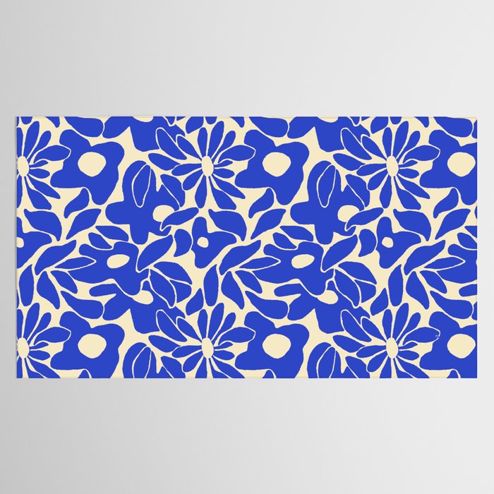 Abstract vintage blue flower art pattern Tablecloth Gallery Image 2