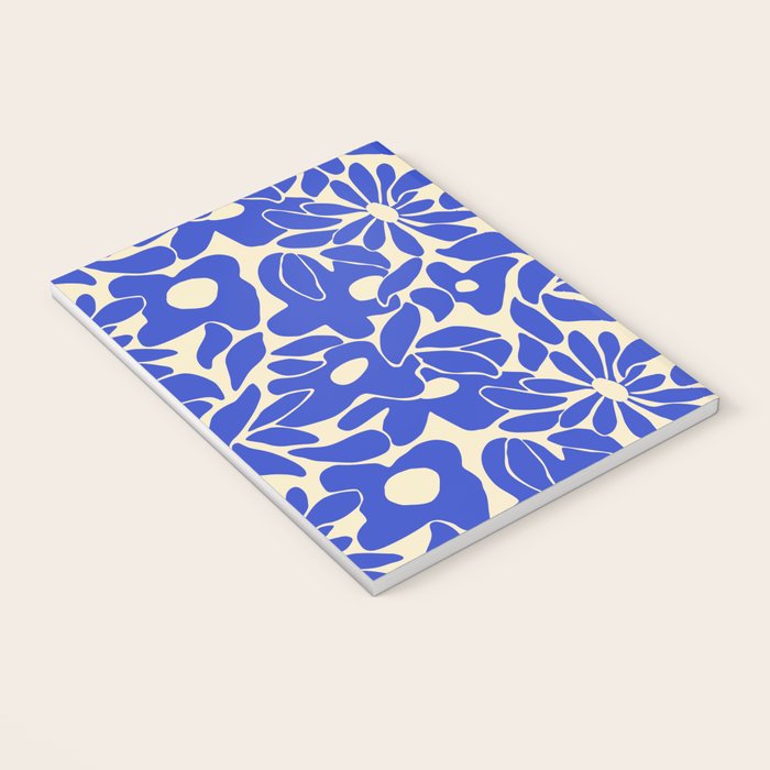 Abstract vintage blue flower art pattern Notebook Gallery Image 3