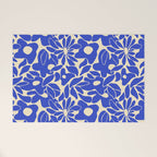 Abstract vintage blue flower art pattern Welcome Mat Gallery Image 1