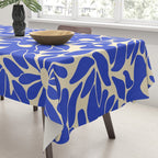 Abstract vintage blue flower art pattern Tablecloth Gallery Image 3