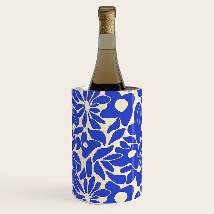 Abstract vintage blue flower art pattern Wine Chiller Gallery Image 1