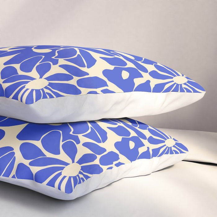 Abstract vintage blue flower art pattern Pillow Sham Gallery Image 3