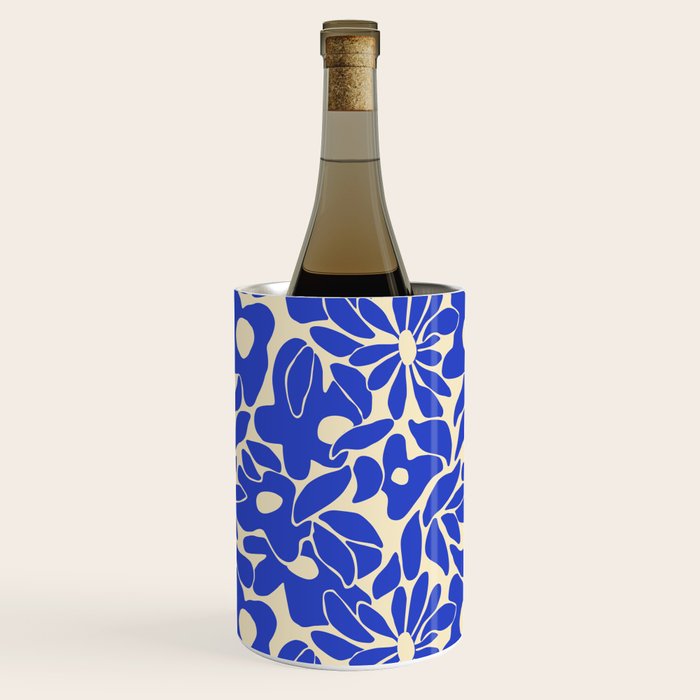 Abstract vintage blue flower art pattern Wine Chiller Gallery Image 3