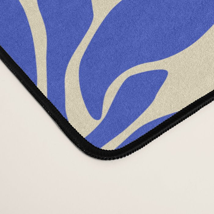 Abstract vintage blue flower art pattern Desk Mat Gallery Image 4