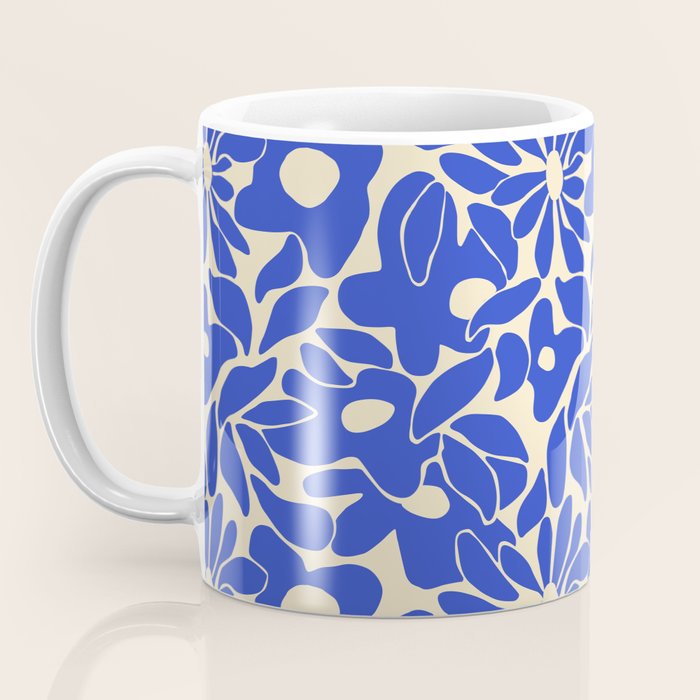 Abstract vintage blue flower art pattern Coffee Mug Gallery Image 3