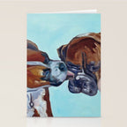 Kissing Boxers Dogs Portrait Stationery Card Gallery Image 2