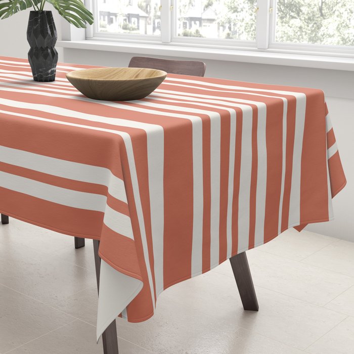 Classic Stripes XLVII - Brick Red Tablecloth Gallery Image 3