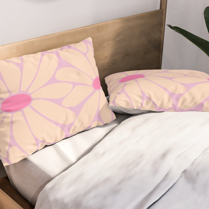 Big Daisy - Groovy Flower Pink Pillow Sham Gallery Image 2