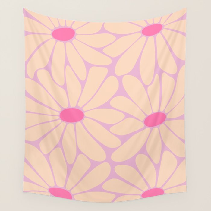Big Daisy - Groovy Flower Pink Wall Tapestry Gallery Image 1