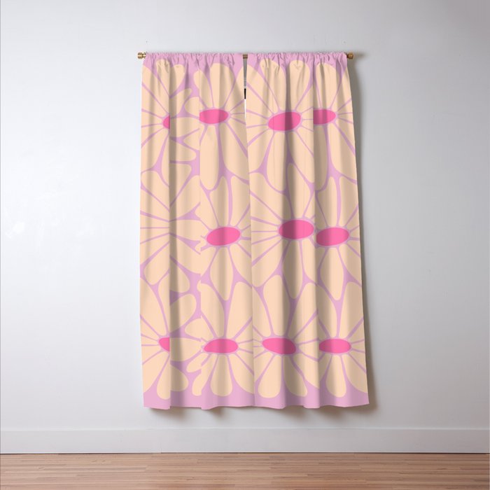 Big Daisy - Groovy Flower Pink Window Curtain Gallery Image 3