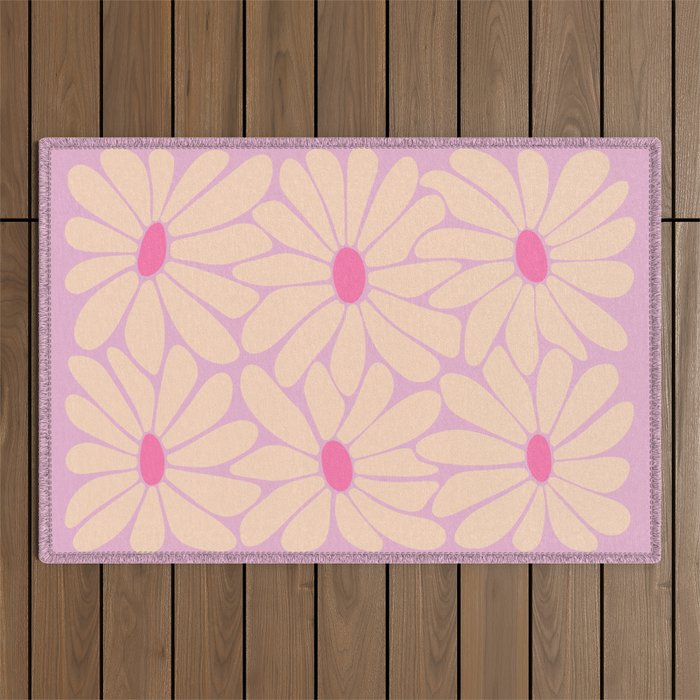 Big Daisy - Groovy Flower Pink Outdoor Rug Gallery Image 1