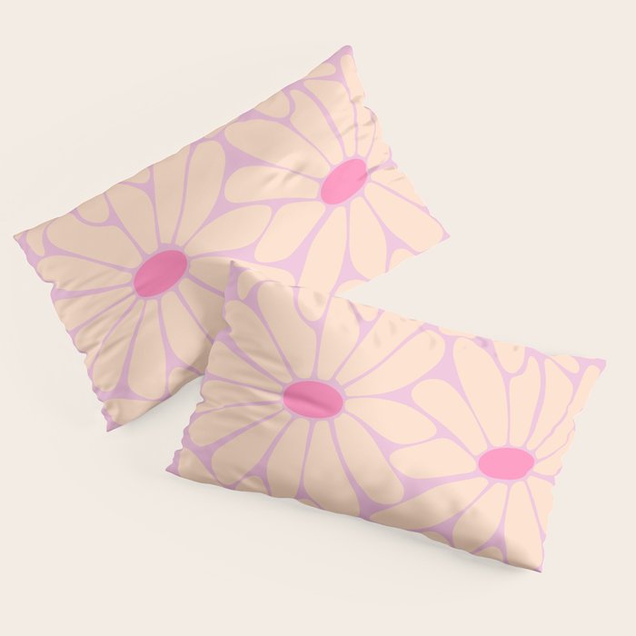 Big Daisy - Groovy Flower Pink Pillow Sham Gallery Image 2