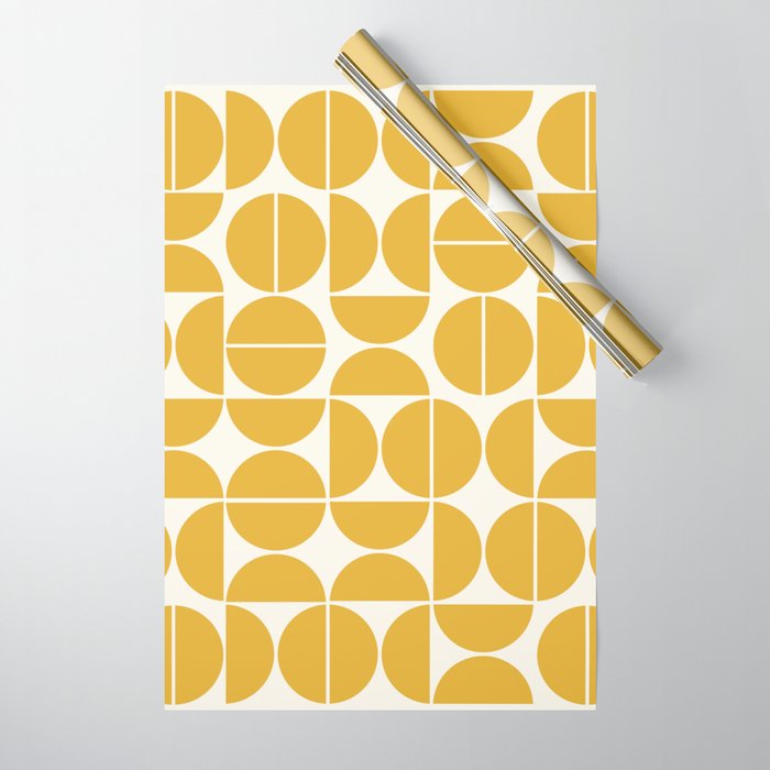 Mid Century Modern Bauhaus Pattern Yellow Wrapping Paper Gallery Image 1