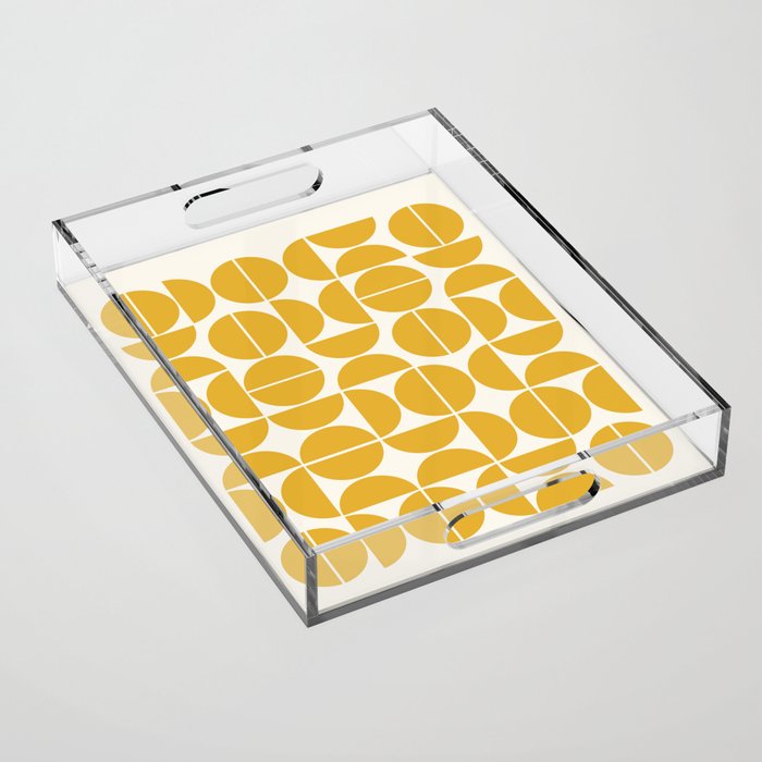Mid Century Modern Bauhaus Pattern Yellow Acrylic Tray Gallery Image 1