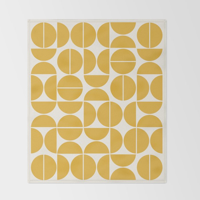 Mid Century Modern Bauhaus Pattern Yellow Throw Blanket Gallery Image 2