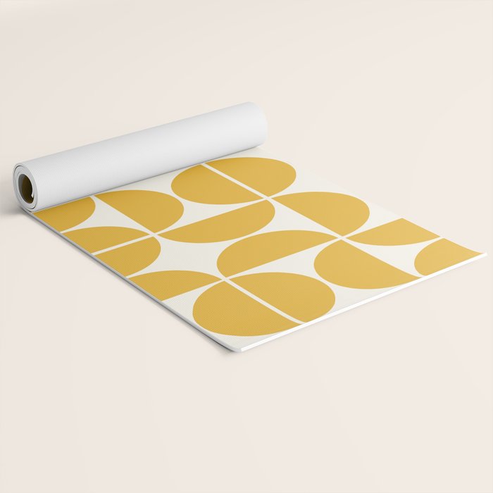Mid Century Modern Bauhaus Pattern Yellow Yoga Mat Gallery Image 2