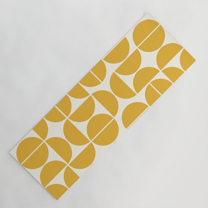 Mid Century Modern Bauhaus Pattern Yellow Yoga Mat