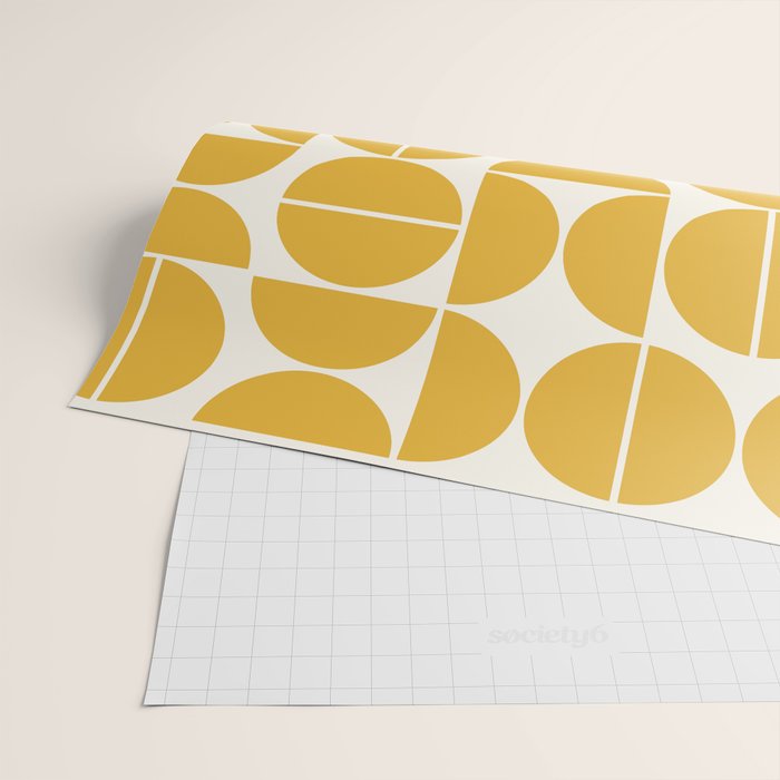 Mid Century Modern Bauhaus Pattern Yellow Wrapping Paper Gallery Image 2