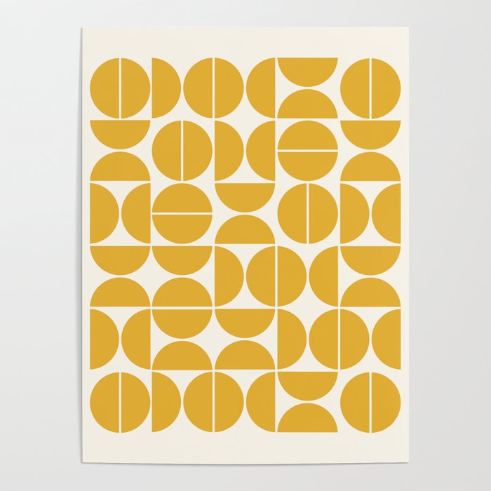 Mid Century Modern Bauhaus Pattern Yellow Poster