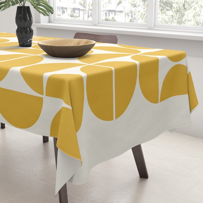 Mid Century Modern Bauhaus Pattern Yellow Tablecloth Gallery Image 3