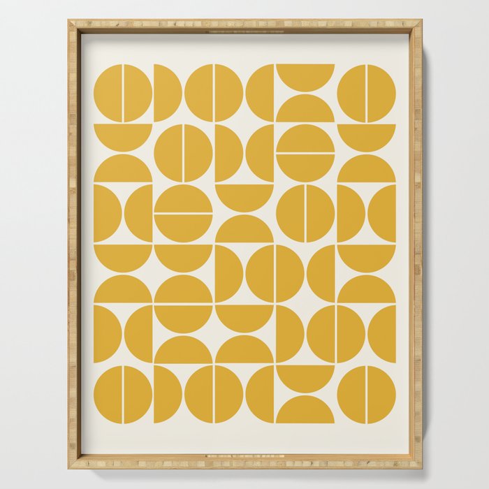 Mid Century Modern Bauhaus Pattern Yellow Serving Tray Gallery Image 1