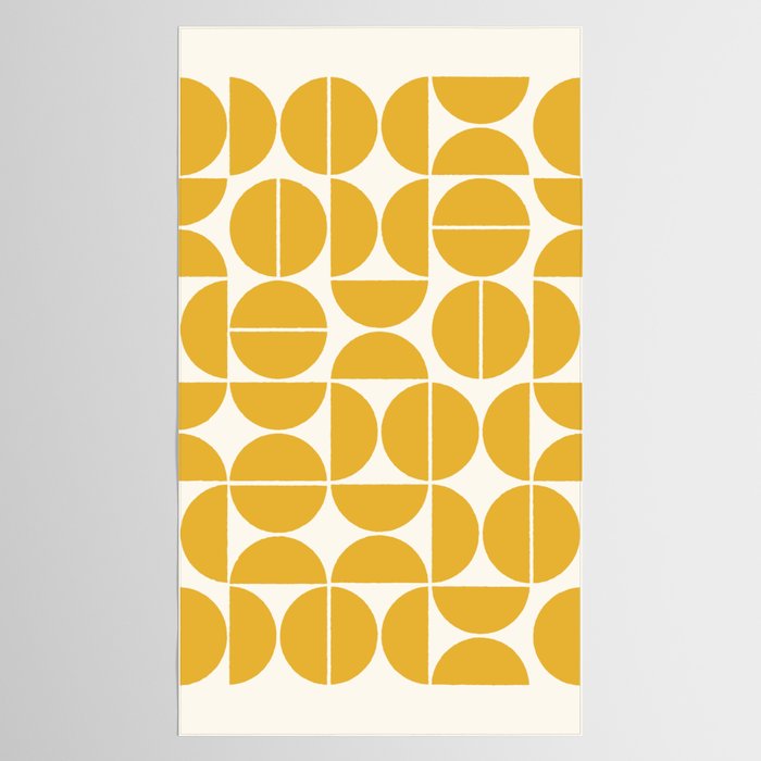 Mid Century Modern Bauhaus Pattern Yellow Tablecloth Gallery Image 2