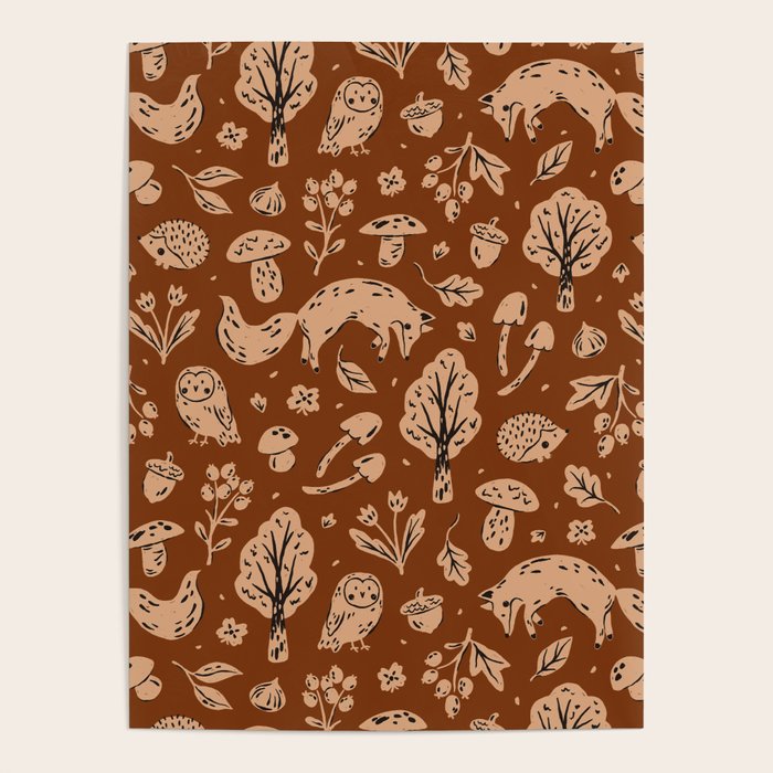 Inky Autumn Woodland Poster Gallery Image 1