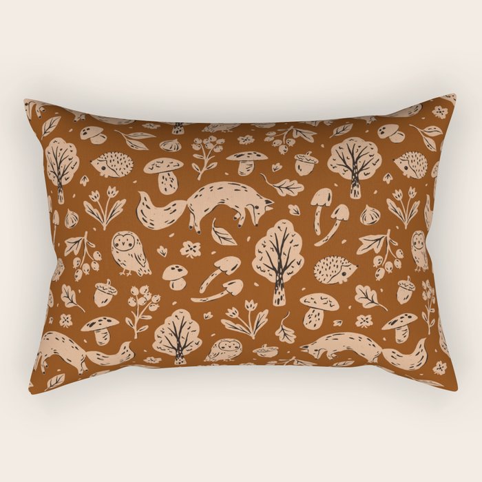 Inky Autumn Woodland Rectangular Pillow Gallery Image 1