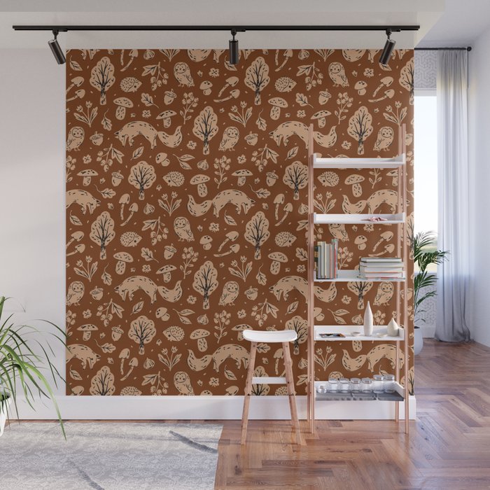 Inky Autumn Woodland Wall Mural Gallery Image 1