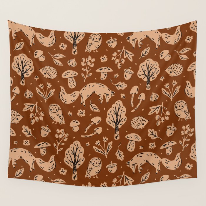 Inky Autumn Woodland Wall Tapestry Gallery Image 4