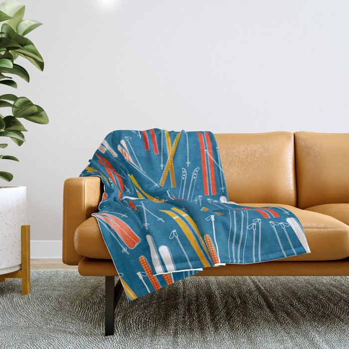 Colorful Ski Pattern Throw Blanket Gallery Image 1