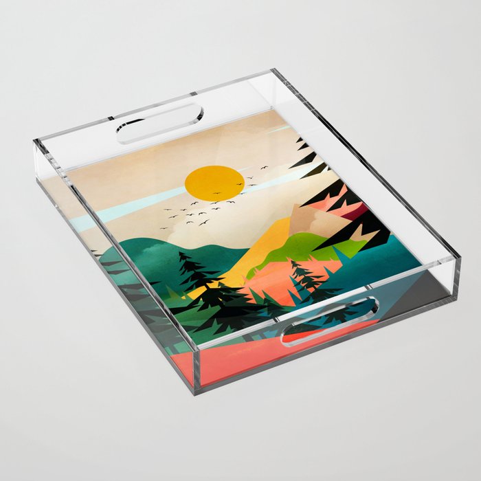 Colorful Morning in the Mountain Forest Acrylic Tray Gallery Image 1