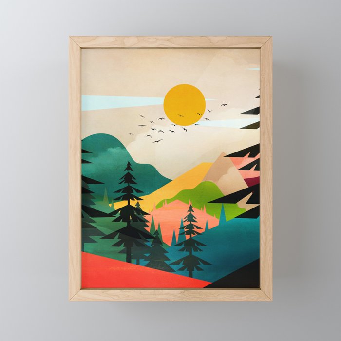 Colorful Morning in the Mountain Forest Mini Art Print Gallery Image 1